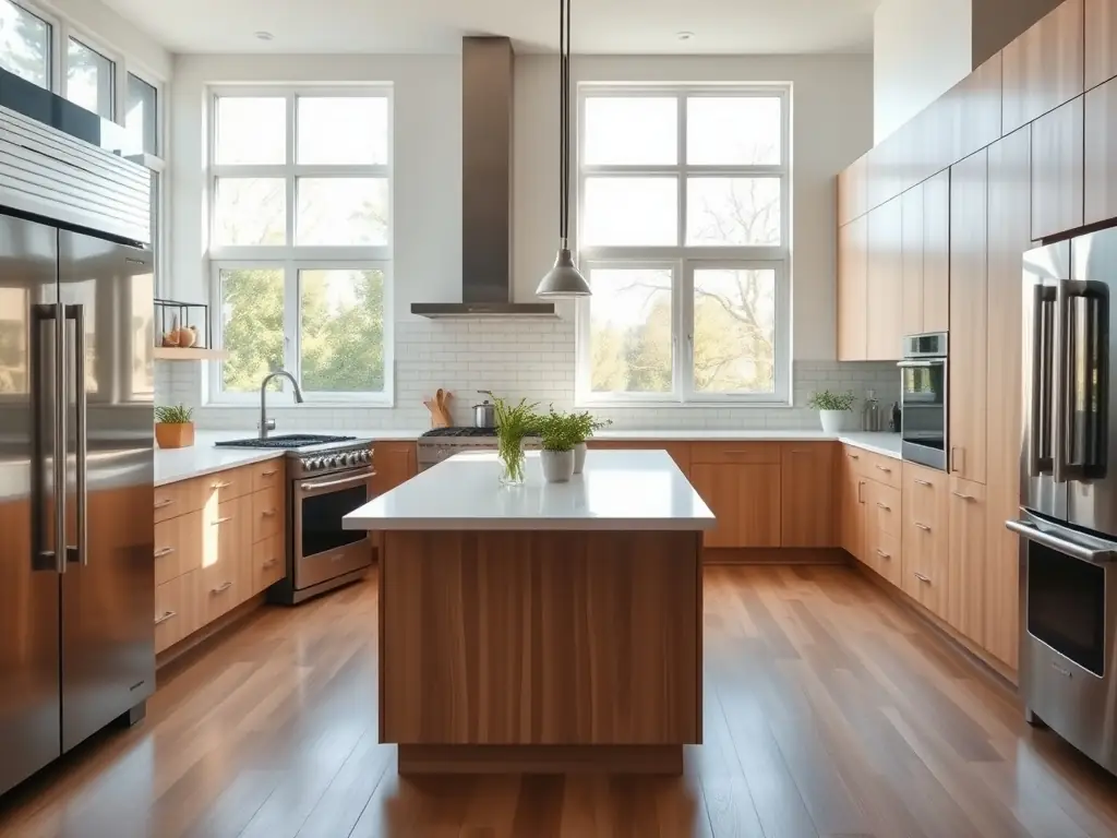 A beautifully renovated kitchen with modern appliances, granite countertops, and custom cabinetry, showcasing Henrys 5 LLC's expertise in kitchen remodeling.